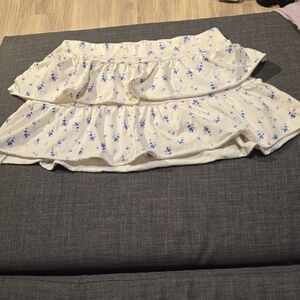 Wild Fable Cream and Blue Floral Mini Skirt